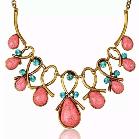Jewelry - RETRO STYLE PINK STATEMENT NECKLACE #410